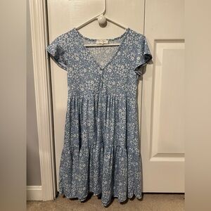 Floral Blue and White Spring Dress